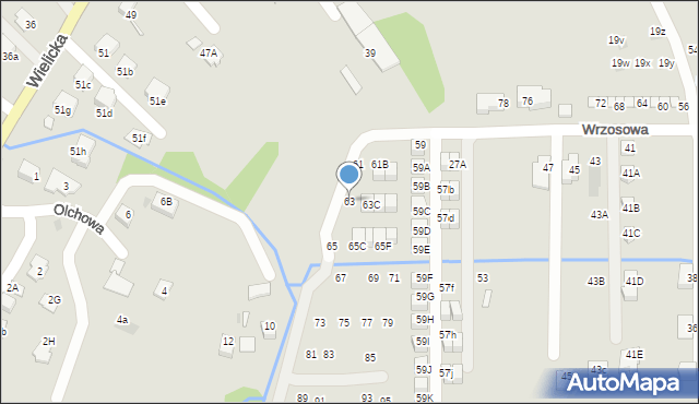 Niepołomice, Wrzosowa, 63, mapa Niepołomice