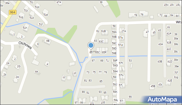 Niepołomice, Wrzosowa, 65, mapa Niepołomice