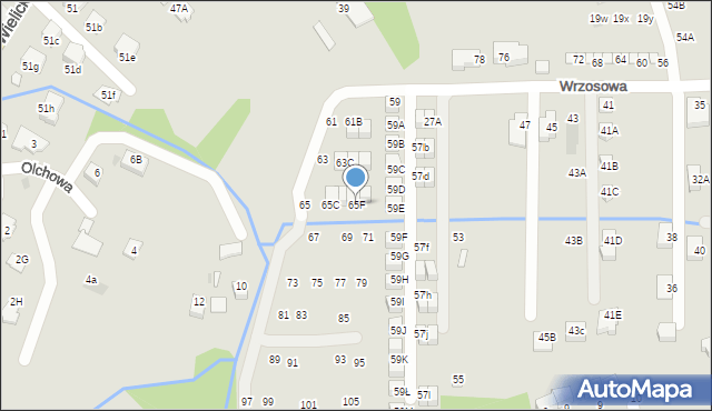 Niepołomice, Wrzosowa, 65F, mapa Niepołomice