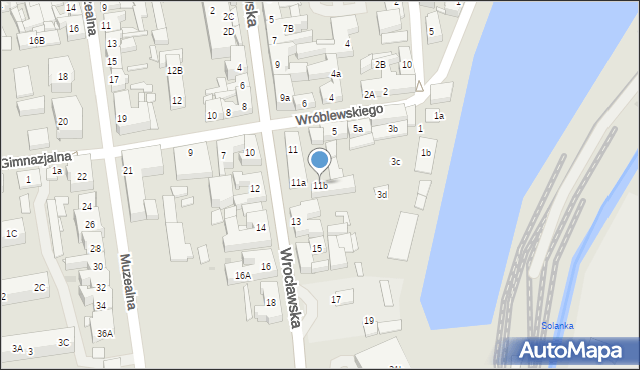 Nowa Sól, Wrocławska, 11b, mapa Nowa Sól