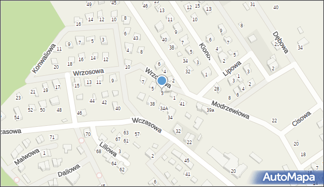 Nowy Dębiec, Wrzosowa, 3, mapa Nowy Dębiec