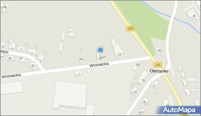 Obrzycko, Wroniecka, 28, mapa Obrzycko