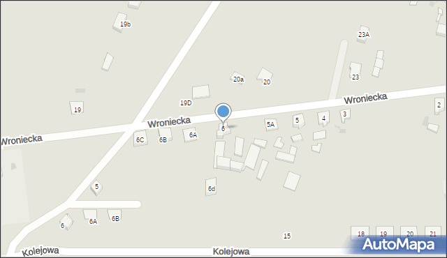 Obrzycko, Wroniecka, 6, mapa Obrzycko