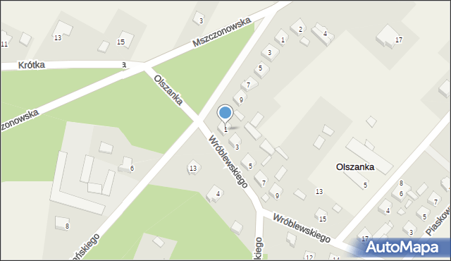 Olszanka, Wróblewskiego Władysława, 1, mapa Olszanka
