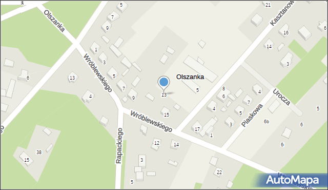 Olszanka, Wróblewskiego Władysława, 13, mapa Olszanka