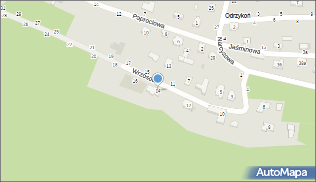 Olsztyn, Wrzosowa, 14, mapa Olsztyna