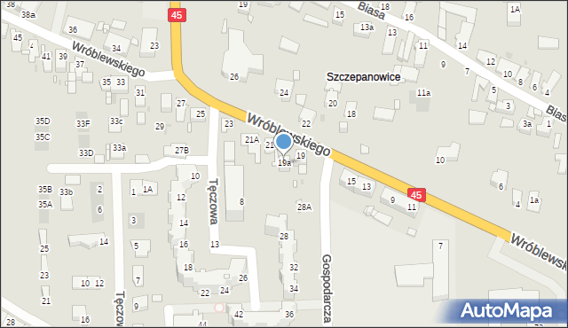 Opole, Wróblewskiego Walerego, gen., 19a, mapa Opola