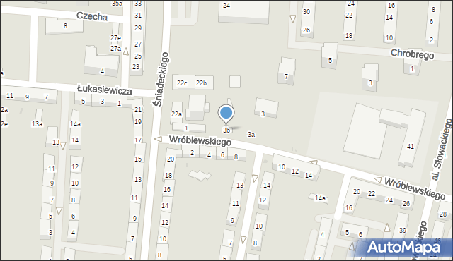 Oświęcim, Wróblewskiego Zygmunta, gen., 3b, mapa Oświęcimia