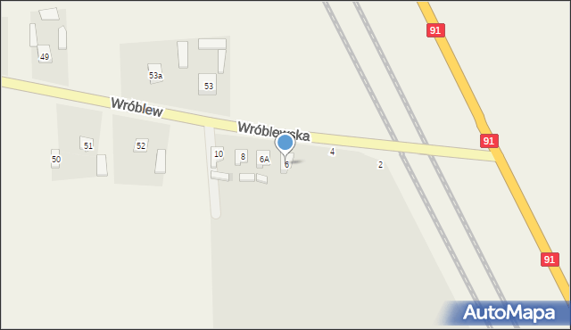 Ozorków, Wróblewska, 6, mapa Ozorków