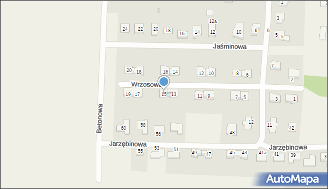 Pęgów, Wrzosowa, 15, mapa Pęgów