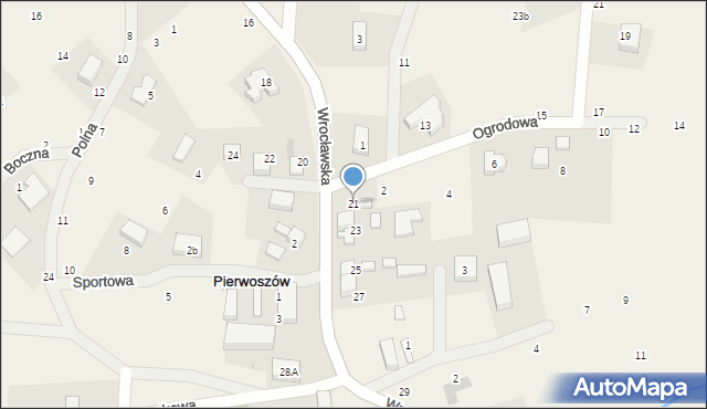 Pierwoszów, Wrocławska, 21, mapa Pierwoszów