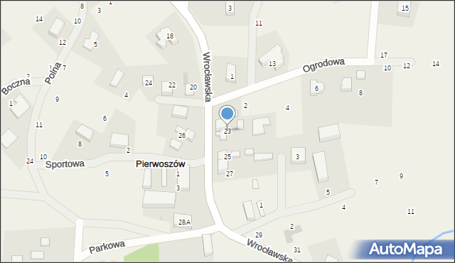 Pierwoszów, Wrocławska, 23, mapa Pierwoszów