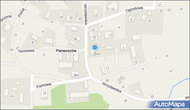 Pierwoszów, Wrocławska, 27, mapa Pierwoszów