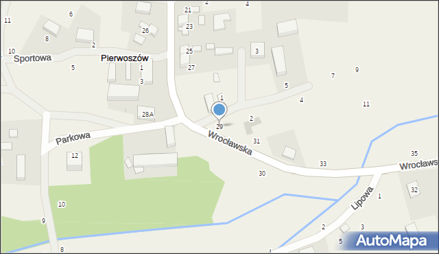 Pierwoszów, Wrocławska, 29, mapa Pierwoszów