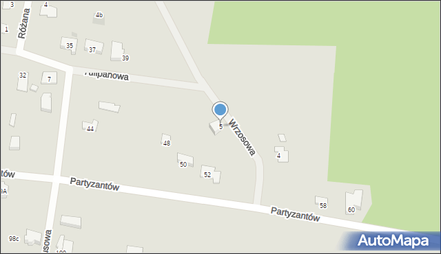 Poddębice, Wrzosowa, 5, mapa Poddębice