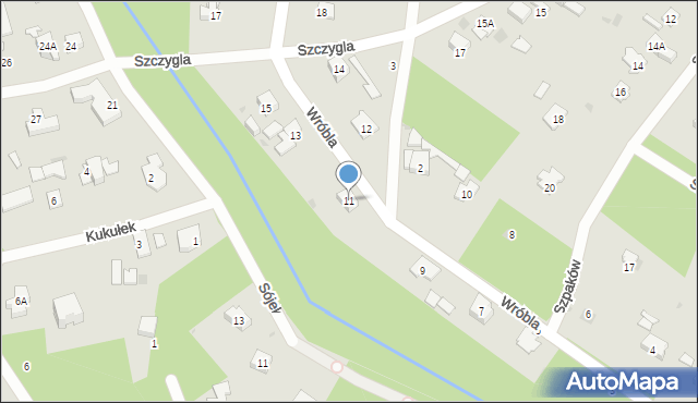 Podkowa Leśna, Wróbla, 11, mapa Podkowa Leśna