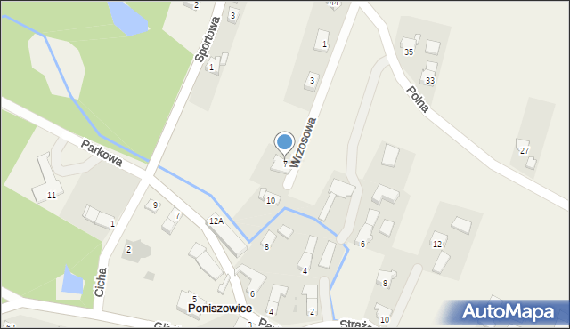 Poniszowice, Wrzosowa, 7, mapa Poniszowice