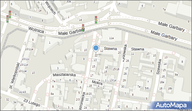 Poznań, Wroniecka, 12, mapa Poznania