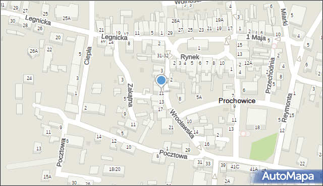 Prochowice, Wrocławska, 11, mapa Prochowice