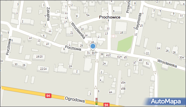 Prochowice, Wrocławska, 33, mapa Prochowice