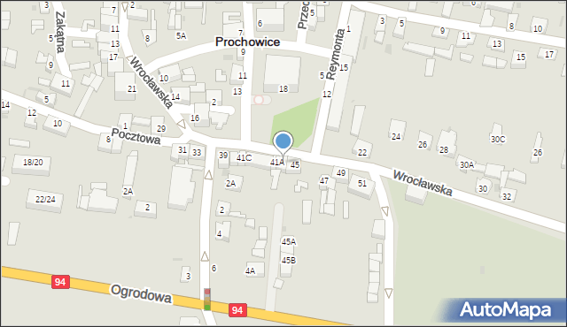 Prochowice, Wrocławska, 43, mapa Prochowice