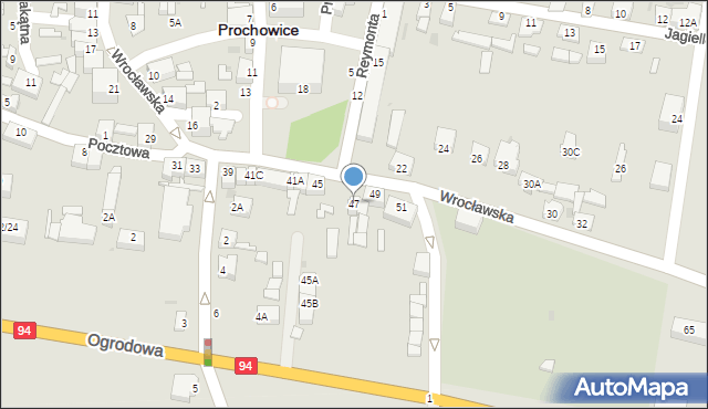 Prochowice, Wrocławska, 47, mapa Prochowice