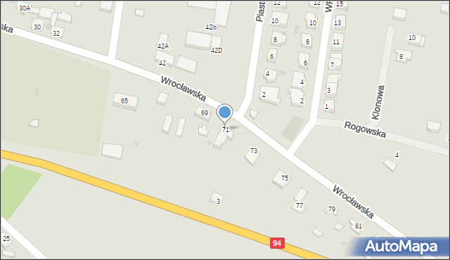 Prochowice, Wrocławska, 71, mapa Prochowice