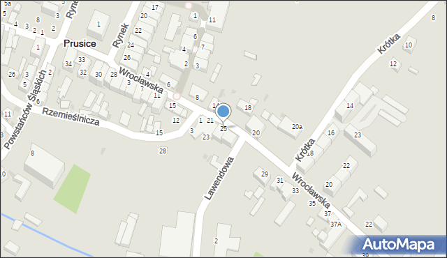 Prusice, Wrocławska, 25, mapa Prusice