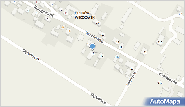 Pustków Wilczkowski, Wrocławska, 12, mapa Pustków Wilczkowski