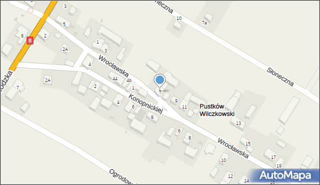 Pustków Wilczkowski, Wrocławska, 7, mapa Pustków Wilczkowski