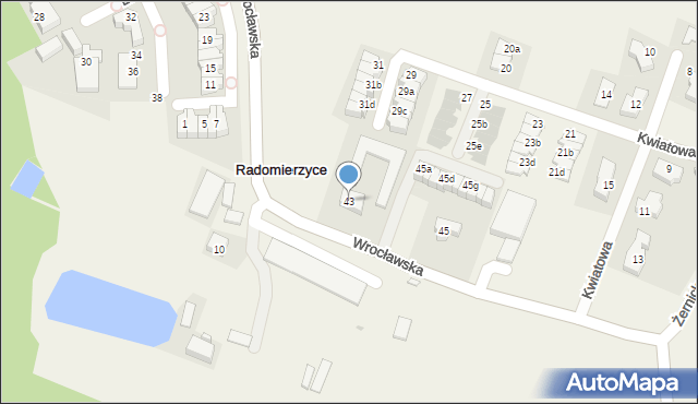 Radomierzyce, Wrocławska, 43, mapa Radomierzyce