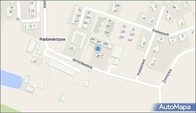 Radomierzyce, Wrocławska, 45, mapa Radomierzyce