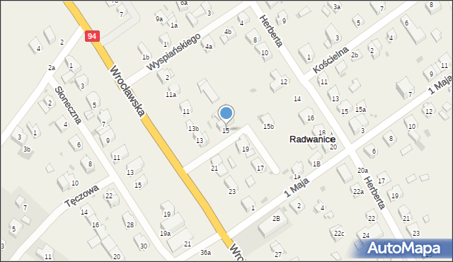 Radwanice, Wrocławska, 15, mapa Radwanice