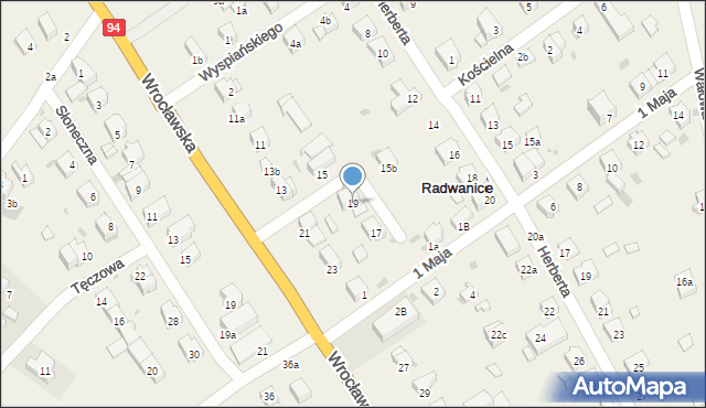 Radwanice, Wrocławska, 19, mapa Radwanice