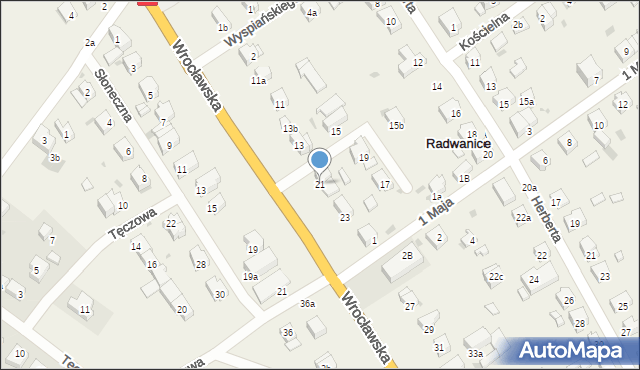 Radwanice, Wrocławska, 21, mapa Radwanice