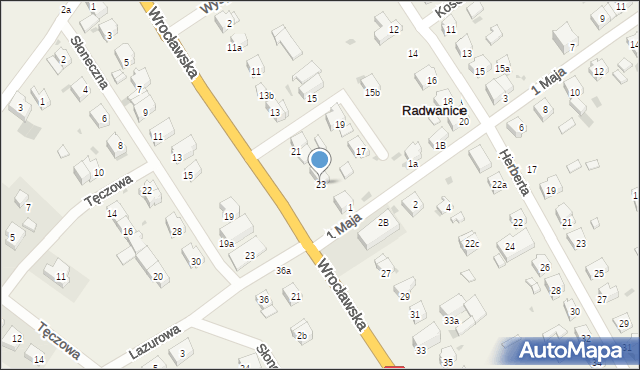 Radwanice, Wrocławska, 23, mapa Radwanice