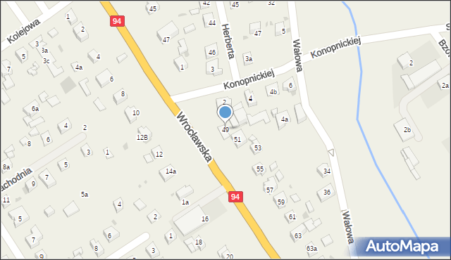 Radwanice, Wrocławska, 49, mapa Radwanice