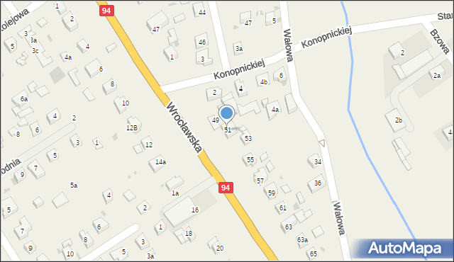 Radwanice, Wrocławska, 51, mapa Radwanice