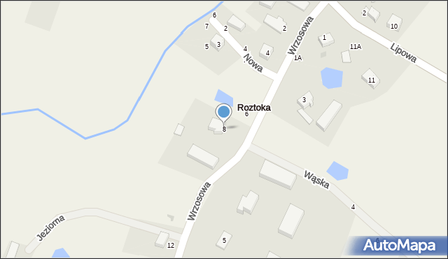 Roztoka, Wrzosowa, 8, mapa Roztoka