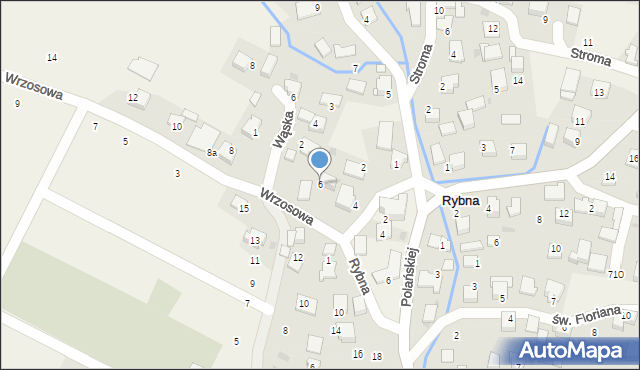 Rybna, Wrzosowa, 6, mapa Rybna