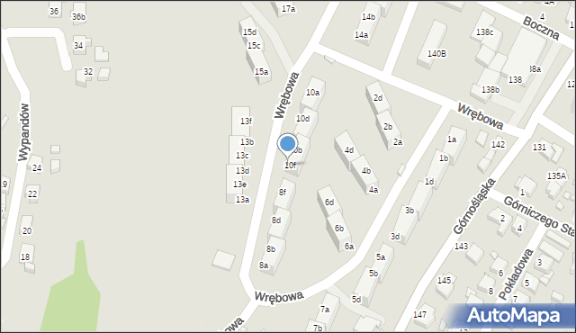 Rybnik, Wrębowa, 10a, mapa Rybnika