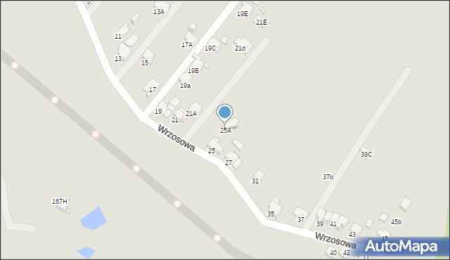 Rybnik, Wrzosowa, 25A, mapa Rybnika