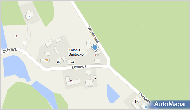 Santocko, Wrzosowa, 1, mapa Santocko