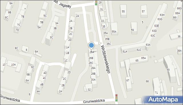 Siemianowice Śląskie, Wróblewskiego Walerego, gen., 26A, mapa Siemianowice Śląskie