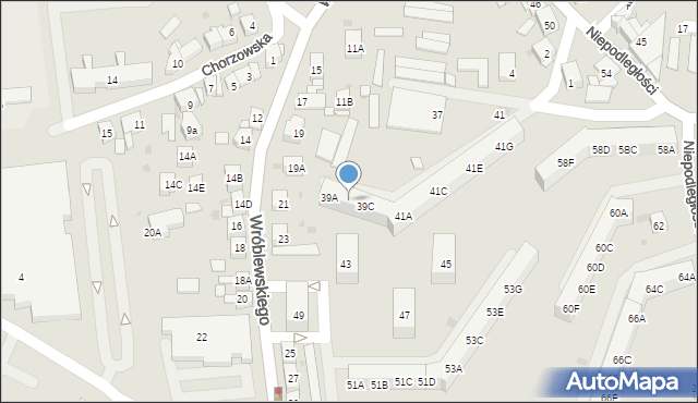 Siemianowice Śląskie, Wróblewskiego Walerego, gen., 39B, mapa Siemianowice Śląskie