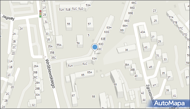 Siemianowice Śląskie, Wróblewskiego Walerego, gen., 63B, mapa Siemianowice Śląskie