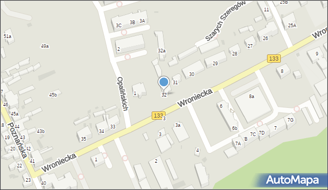 Sieraków, Wroniecka, 32, mapa Sieraków