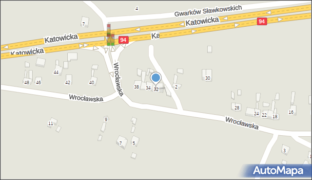 Sławków, Wrocławska, 32, mapa Sławków