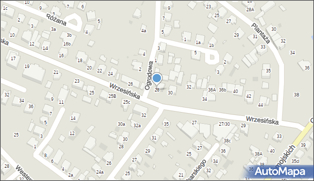 Środa Wielkopolska, Wrzesińska, 28, mapa Środa Wielkopolska