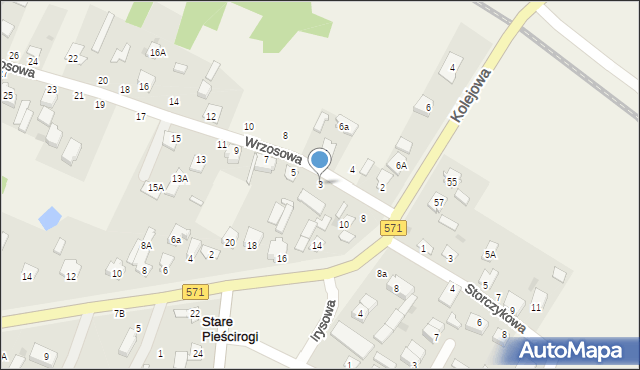 Stare Pieścirogi, Wrzosowa, 3, mapa Stare Pieścirogi